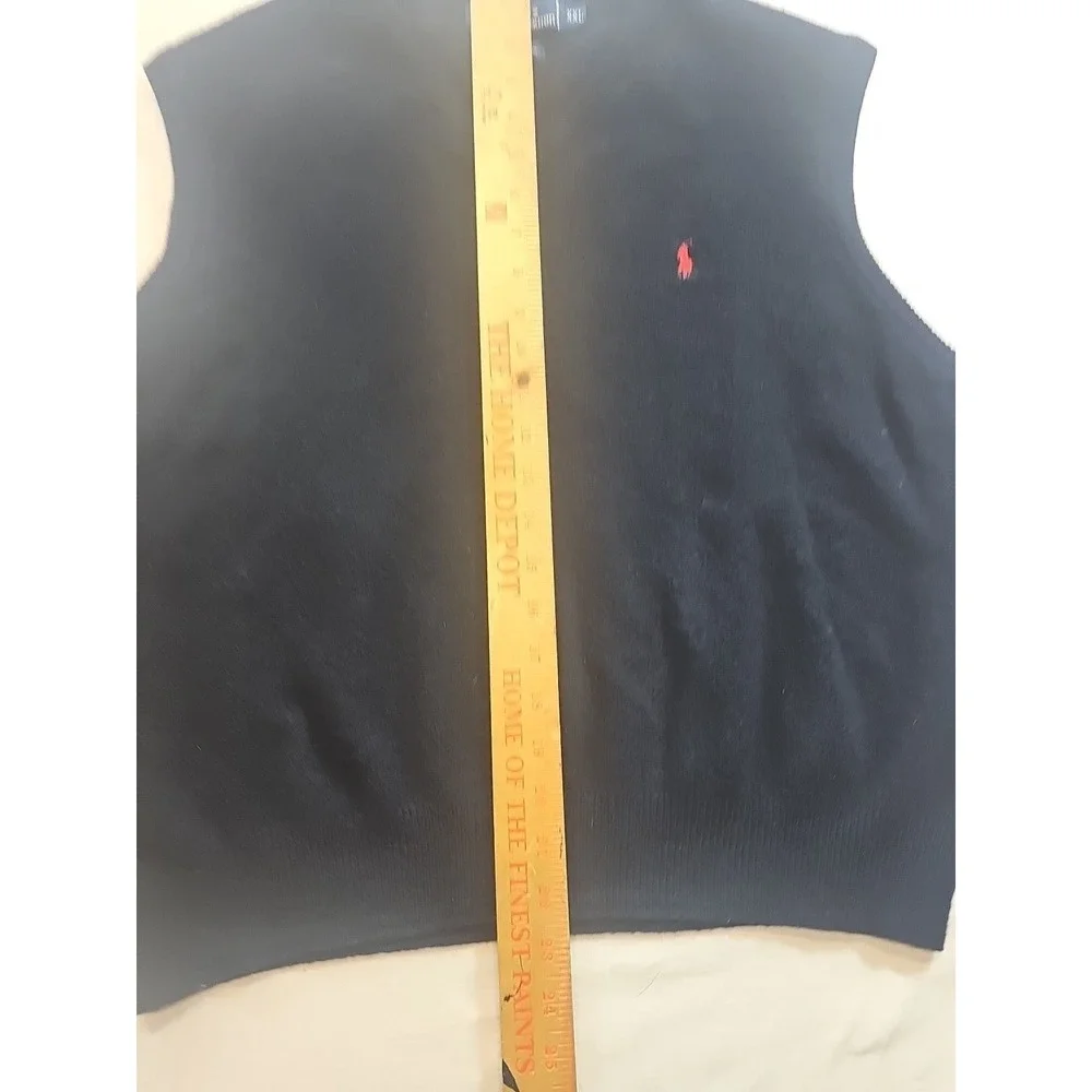 Polo Ralph Lauren Vest Mens XXL Blue Red Pony 100% Lambswool Sweater Vest